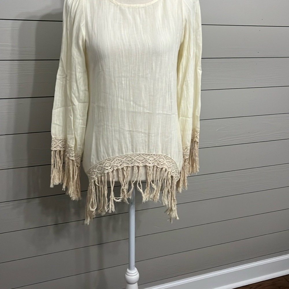 Cream Fringe Women's Top